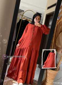 Gamis dress Lebaran wanita dewasa modern Zetta Dress Crinkle Gamis remaja mewah elegan dan fashionable
