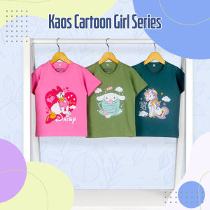 Cartoon Girls Series Kaos Anak Perempuan Matt Katun Sablon Medium Usia 1-6 Tahun
