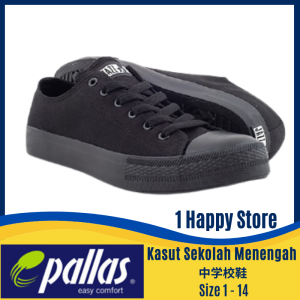 PALLAS JAZZ STAR 407196ABK LO CUT KASUT SEKOLAH HITAM BLACK SCHOOL SHOE LACE
