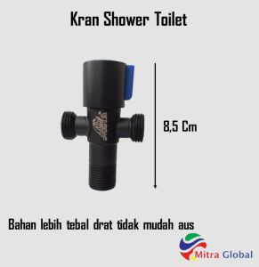 Stop Kran Cabang Tee Stainless Stop Kran Shower Toilet Stop Kran T Keran Dobel Double Closet Hitam