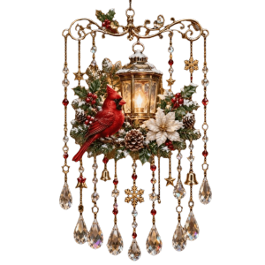 YERZ Santa Claus Christmas Wind Chime Acrylic Elk Snowman Christmas Hanging Ornaments Window Hanging Bird 2D Flat Wind Chime Christmas