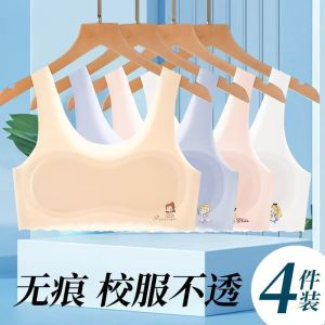 Shipped from China [2025] Developmental Girl Underwear 9-16 10-Year-Old Girls Strapless Ice Silk Seamless Vest for Middle School Students Breathable Thin Bra