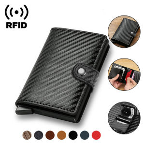 Rfid Automatic Pop-up Card Holder Wallet for Men Carbon Fiber Credit CardHolder Case Women Small Smart Minimalist Male Wallets Purse