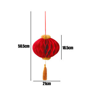 2025 New Year Red Paper Lanterns Chinese New Year Hanging Lantern Tassel Decoration Outdoor Pendant Spring Festival Honeycomb Lantern Party Supplies