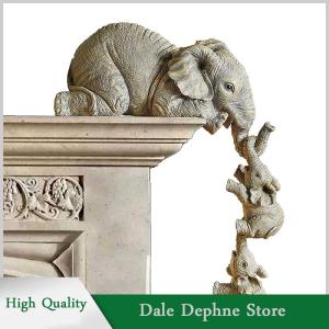 [Dale Dephne] งานฝีมือตกแต่งทำจากเรซิน3ชิ้นช้างที่เหมือนจริงสำหรับแม่หุ่น2ชิ้นแบบแขวน