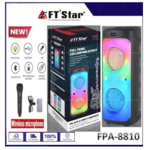FT STAR FPA-8810 8.5inch X2 Big Karaoke Trolley Party Bluetooth Tws Speaker With Wireless Microphone