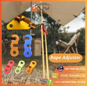 Aluminium Anti-Slip Tent Rope Adjuster Wind Rope Buckle Outdoor Rope Stopper Flysheet Tarp Tent Paracord Buckle Camping Equipment Camping Khemah 绳扣