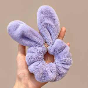 Ikat Rambut Scrunchie Korea Telinga Kelinci Kunciran Cepol Rambut Lingkar Besar Bulu Lembut