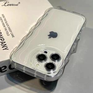 Luxury Transparent Wave Soft Case for iPhone 15 14 13 16 17 Pro Max Air Plus 11 12 Xr Xs Curly Clear Silicone Shockproof Cover