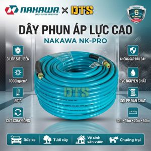 Dây phun áp lực cao NAKAWA NK-B 1000kg/cm2 Rửa xe vệ sinh sân vườn Chống gập cút xoay đồng Dây 3 lớp