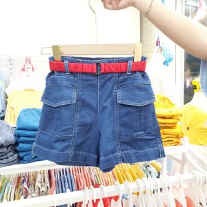 Quần short kaki bé gái phối dây thắt lưng quần short jean ngắn cho bé gái