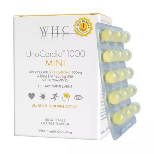 【SG Stock】WHC UnoCardio 1000 MINI 30s | 600 mg Omega-3 PER soft gel | 500 IU Vitamin D 1000 TRIGLYCERIDE 95% OMEGA-3 1200MG 【60 SOFTGELS】