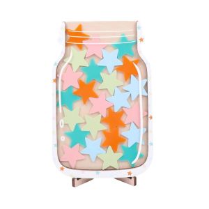 OKDEALS01 Cartoon Positive Behavior Rewards Jar Wooden Heart Kids Star Reward Jars Chore Chart Good Behavior Reward Classroom Reward Jar With Tokens Boys
