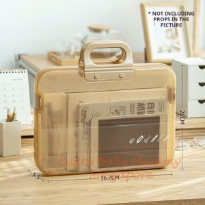 【DAILY ESSENTIAL】 Portable Document Box / Documents Stationery Storage Case / A4 Folder With Lock Handle / File