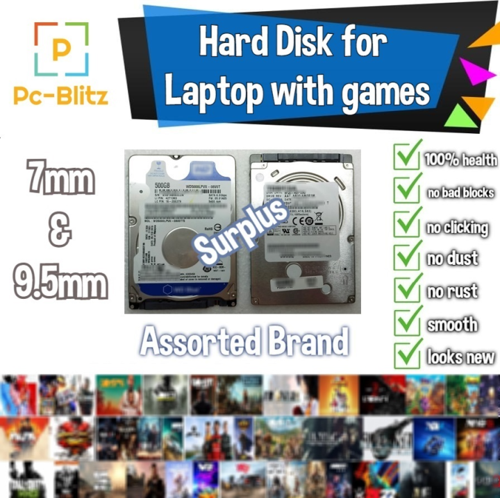 Hard disk Laptop SSD HDD 500GB 1TB with games USED SURPLUS