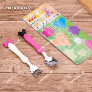Baby childs 2pcs Spoon+Fork Childrens cute cartoon stainless steel children‘s tableware