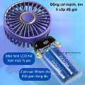 Quạt cầm tay mini thời trang 5 cấp gió, có hiển thị mức pin, có thể gập cổ, kèm đế để bàn, dây đeo cổ, động cơ mạnh, êm, 2 pin dùng lâu đến 11 tiếng, nhỏ gọn bỏ vừa trong giỏ xách. 