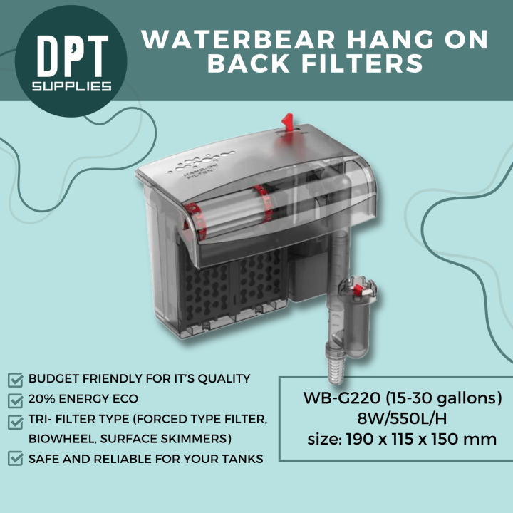 waterbear (HOB) hang on back aquarium filter with skimmer HOB aquarium