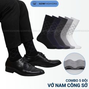 Hộp 5 đôi tất nam công sở hoạ tiết sọc chéo tất đi giày tây chất liệu cotton cao cấp thoáng mát - GOM-TAYCHEO-CB5