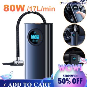 【Chinatera】 Car Tyre Inflator Rechargeable High Precision Small Air Pump LCD Display 1500mAh
