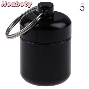 Heabety Mini Waterproof Aluminum Alloy Pill Box Case Bottle Holder Container Keychain