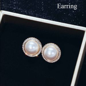 Kalung Mutiara/ Anting / Cincin Ganda Gaya Retro Korea Cantik Untuk Aksesoris Bridal Perhiasan Pesta