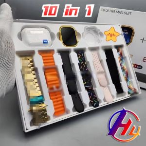【Local Stock】10 In 1 Set Ultra 2 49mm Screen Sport Fitness SmartWatch 9 With Earphones I20 Ultra Max Suit Smart Watch For Men Women 智慧手錶 智能手表
