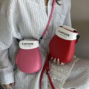 XIMESHAO ตะขอและห่วงสำหรับยึด ถุงมือมวยสำหรับใส่โทรศัพท์ หัวเข็มขัดแม่เหล็กแม่เหล็ก หนังพียู กระเป๋าคาดลำตัวถุงมือ ลำลองแบบสบายๆ น่ารักน่ารักๆ ถุงนวมสร้างสรรค์ สาวๆ