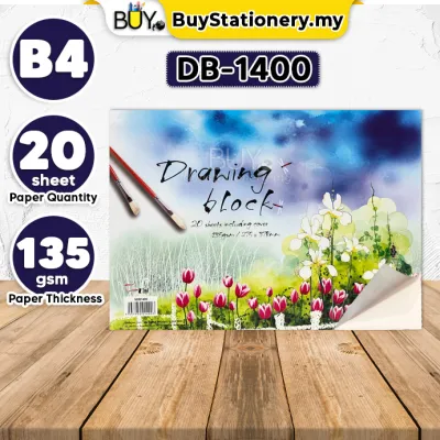 UNI B4 A3 Art Drawing Block Sketch Book Paper 135/165gsm -(1s/BK)[SpendRM70forFreeGift] Paint Kertas Lukisan Colour Art