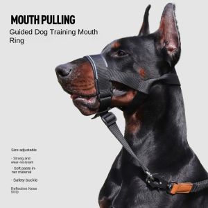 ER52858 with Safety Strap Dog Muzzle Anti-biting Quick-release Dog Mouth Cover Dog Muzzle Basket Breathable Dog  Leash For Pet