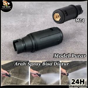Nozzle Gun jet Cleaner 100 Bar DRAT M14 Adjustable Nozzle Putar Turbo Nozzle Jet Cleaner Adjustable Nozzle Spray Gun Pendek High Pressure.