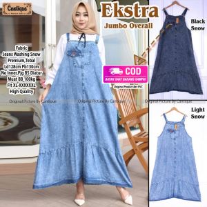 Overall Jeans Wanita Terbaru Ekstra JUMBO XXXXL LD 130 Jumpsuit Rok Jeans Rempel Celana Kodok No Inner
