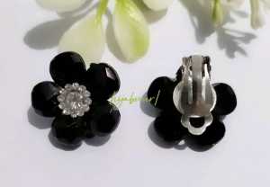 Hijabnur1 - Sepasang Anting Klip Bunga dengan Swaroski /Anting Jepit Hijab Handmade