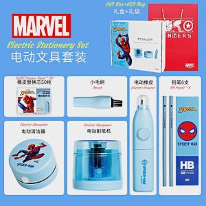 Disney Electric Pencil Sharpener Frozen/Mickey/Marvel Heroes Cartoon Pencil Sharpener Bday Gift Set for Children
