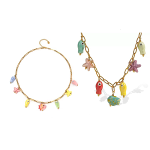 Fashionable Oceanics Styles Accessory With Handcraft Fish and Starfish Designs Adjustable Chain Daily Wear