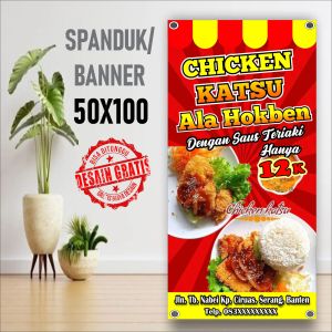 Cetak Banner Cetak Chiken Katsu Ala HOKBEN Ukuran 50X100 CM BISA REQUEST