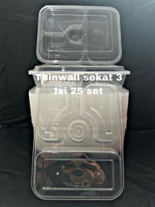 THINWALL SEKAT 3 SEKAT 4/KOTAK MAKAN SEKAT/MIKA BENTO ISI 25 SET KLIR