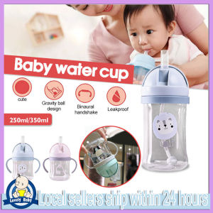 Baby Drinking Bottle with Straw Water Cup 350/250ML with Flip Cover Gravity Ball Leakproof Feeding Nursing MY223