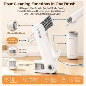 Multifunctional Crevice Cup Brush Bottle Cleaning Brush 4 In 1 Gap Cleaner Cup Lid Kitchen Cleaning Tool