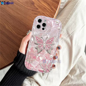 XInGHAi Casing hp iPhone 11 iPhone 7 Plus 12 14 13 15 Pro Max iPhoneXR 8Plus X XS Max iPhone 6s 7 8 6 Plus SE 2020 Shining Butterfly Pattern Cover Motif Bracelet Case