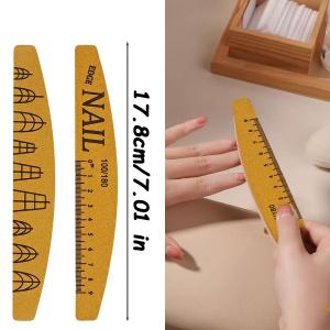 1/10Pcs Washable Ruler Nail File with Scale Line for Various Nail Shape Professional Manicure Double-Sided Sanding Nail File Manicure Art