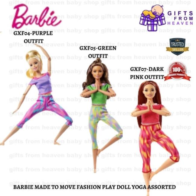 BARBIE MADE TO MOVE FASHION PLAY DOLL YOGA ASSORTED