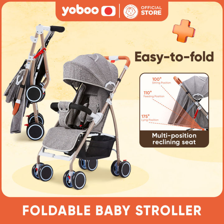 Yoboo Foldable Baby Stroller Stable and Durable 3 reclining modes