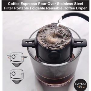 (Ready Stock)Coffee Espresso Pour Over Stainless Steel Filter Portable Foldable Reusable Coffee Dripper COFFEE FILTER Stainless Steel Reusable Portable Coffee Filter Cup Double Layer Filter Coffee Dripper Coffee Maker