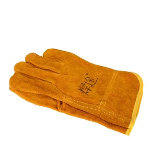 KJ57K 1Pair หนังฟอกฝาด ถุงมือเชื่อมโลหะ หนาขึ้น ระบายอากาศได้ระบายอากาศ ถุงมือนิรภัยสำหรับทำงาน ทนทานต่อการใช้งาน ทนความร้อนทน ถุงมือป้องกันแรงงาน สำหรับผู้ใหญ่