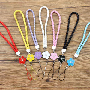 Four-leaf Clover Phone Charm Strap Multicolor Phone Charm String Short Braid Mobile Phone Straps for Camera Anti-Lost Lanyard Gift Keychain Strap