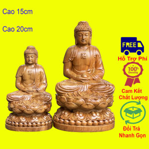 Tượng phật a di đà cao 15cm và 20cm chất liệu gỗ bách xanh nguyên khối