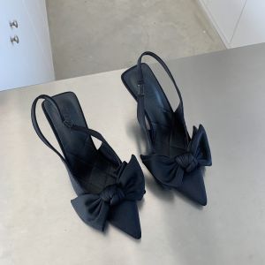 [Free Shipping] 2025 Summer New Korean Style Slip-On Bowknot High-Heel Sandals for Women Fashionable Pointed-Toe Stiletto Heel Womens Shoes