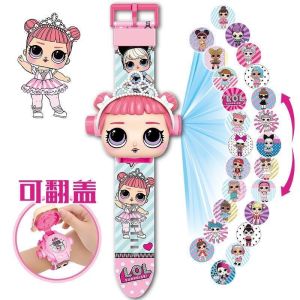 Cute Kitty Toys Set 3D Projection Digital Watch Kuromi Melody Anime Action Figures Model Toy Kid Gift