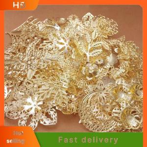 HB 50g lot Mixed Metal Flower Leaves Filigree Wraps Connectors Pendant Beads Caps Charms for DIY Jewelry Making Craft Supplies